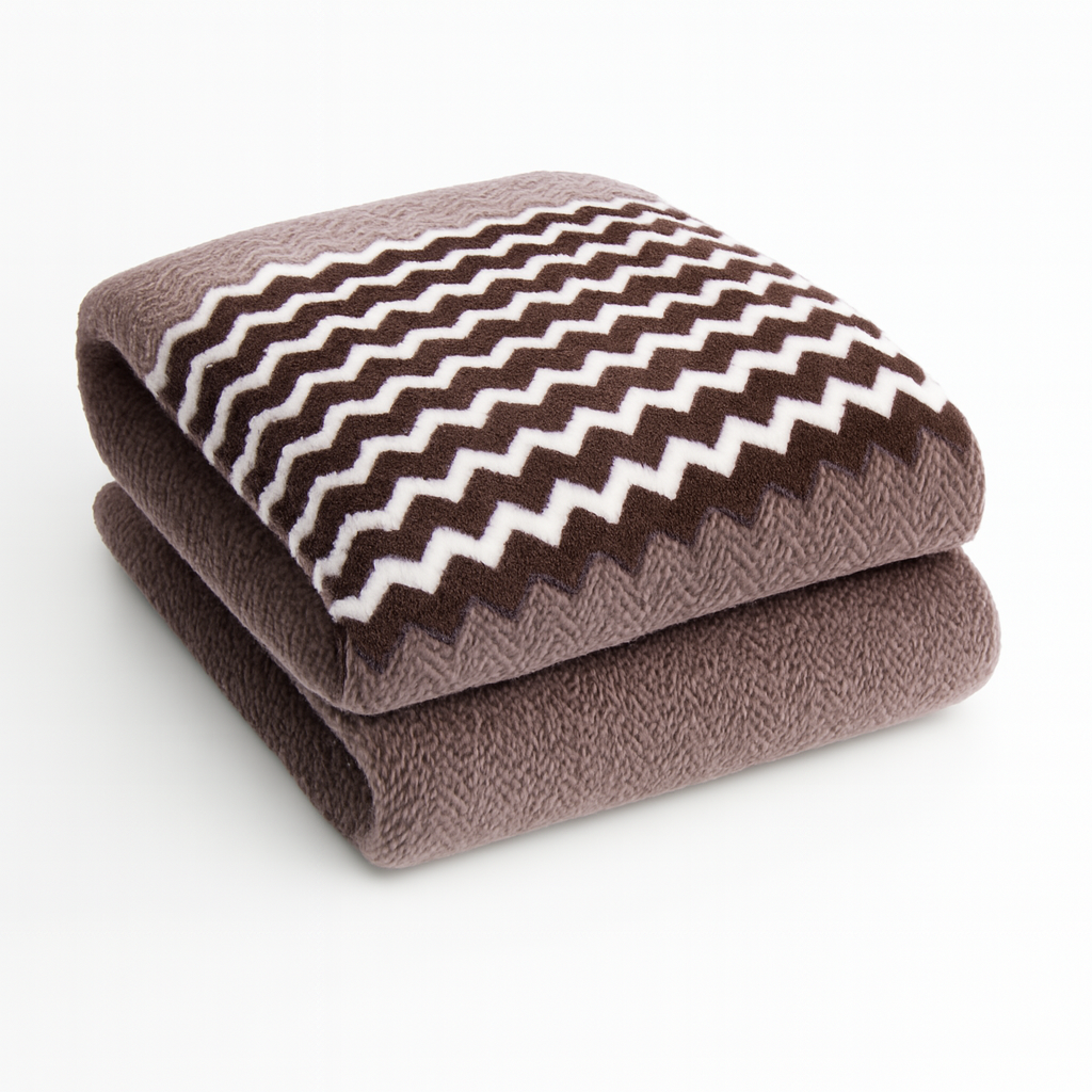 SNF Choice Chevron Pattern Throw Blanket, Plush Knit, Modern Home Decor for Bedroom, Living Room, Couch Cover (Beige)