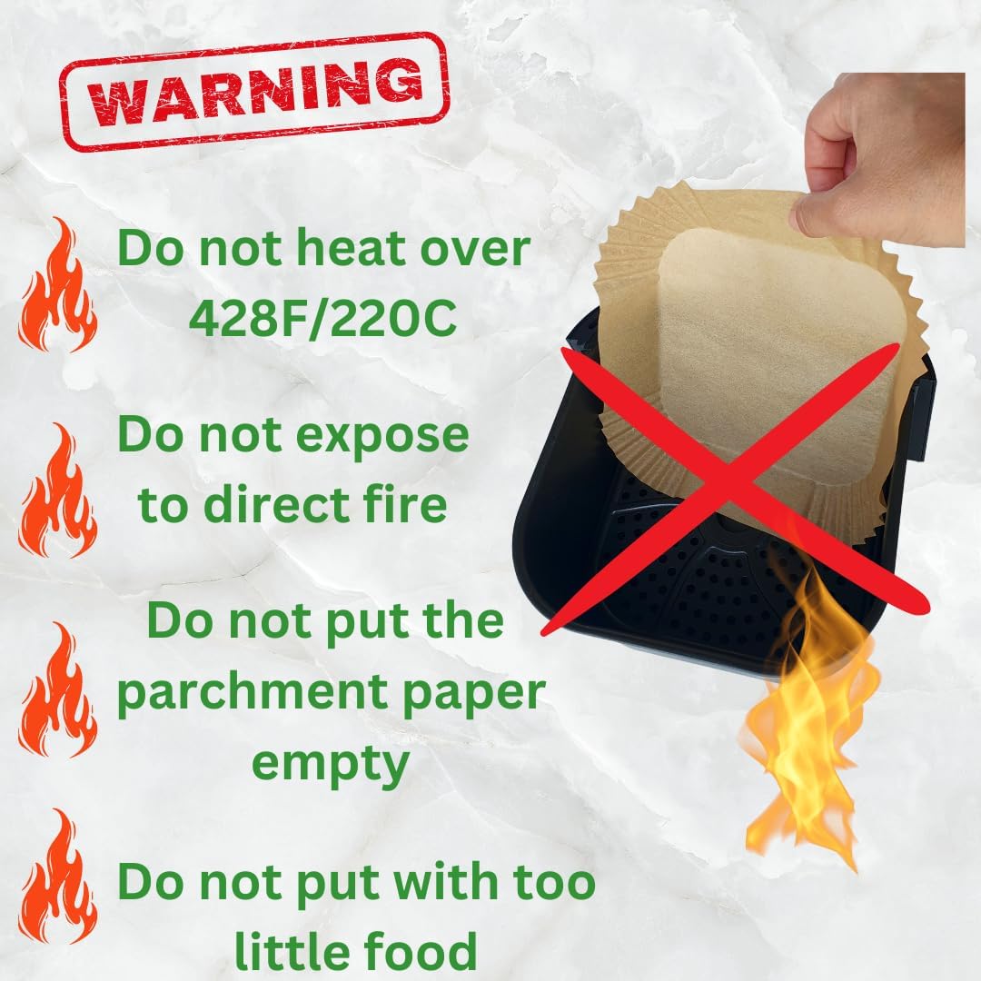 SNF Choice Air Fryer Liners Disposable,Air Fryer Parchment Paper Liners Non Stick Food Safe Waterproof Oilproof Parchment Paper for Baking,Air Fryer Accessories,Microwave Air Fryer Square 6.3", 100 Pcs