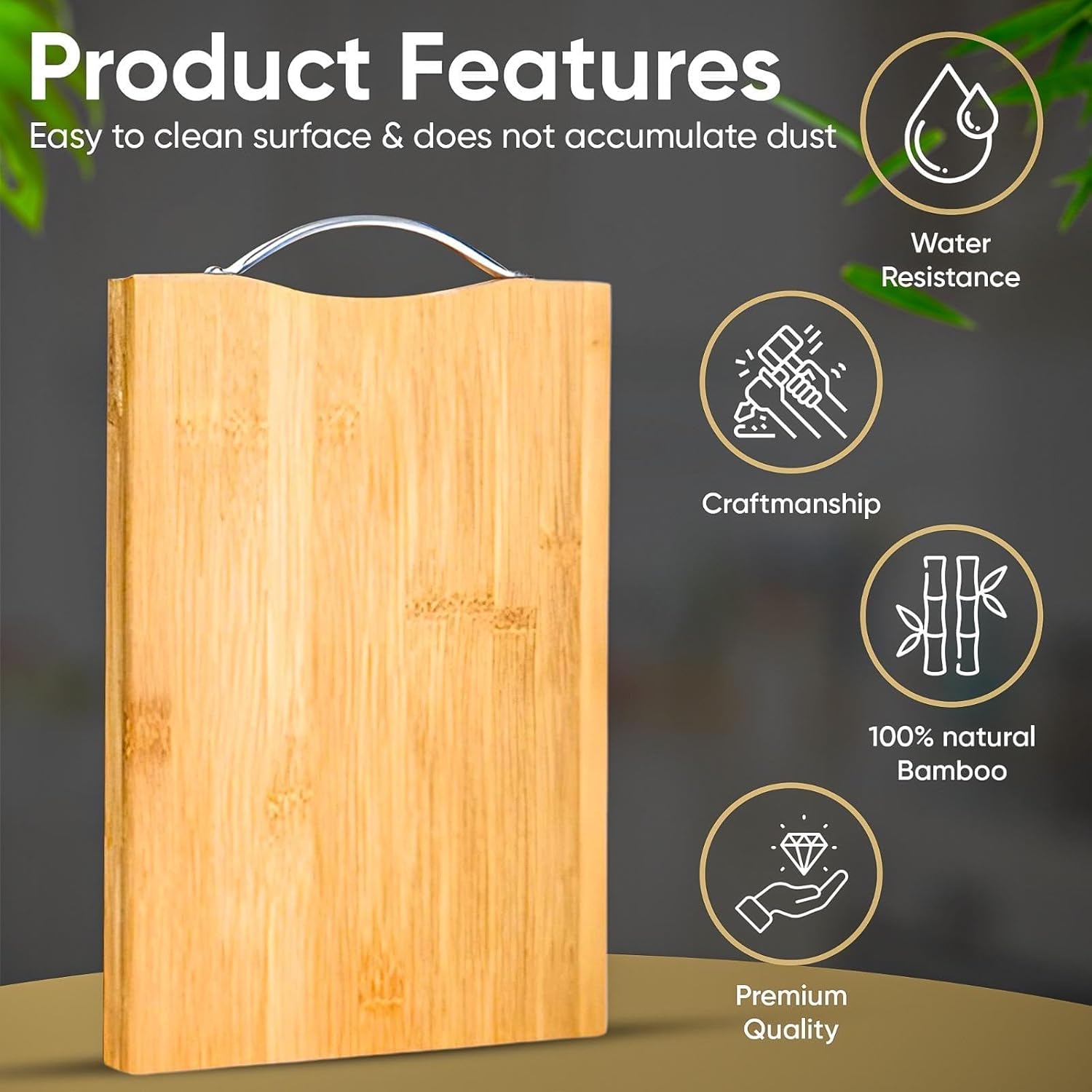 SNF Choice Bamboo Chopping Board for Kitchen, Durable Wooden Cutting Board for Chopping Vegetables Meat, Slicing Board