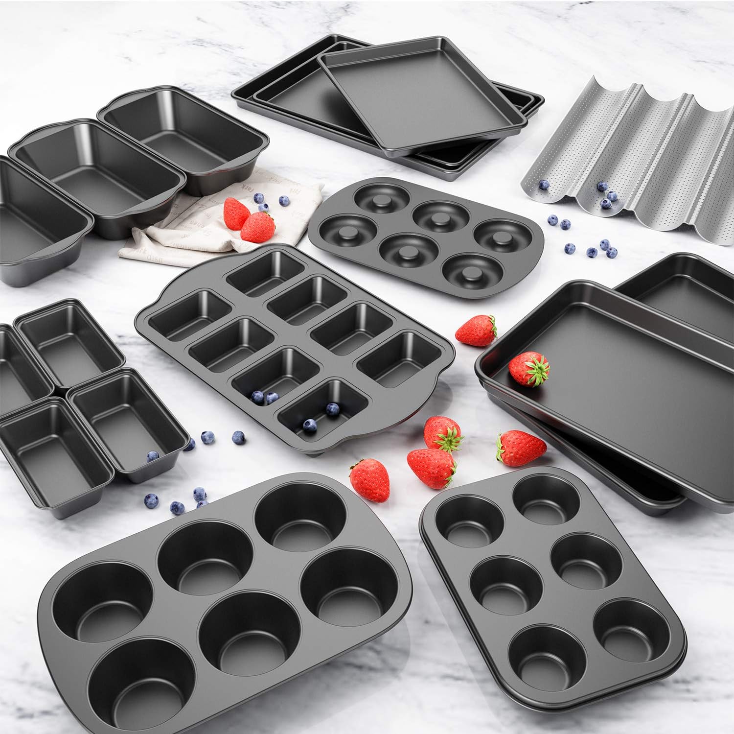 SNF Choice 3 Pack Nonstick Muffin Pan, Carbon Steel Cupcake Pan, Easy to Clean and Perfect for Making Muffins or Cupcakes, 6 Cup Jumbo