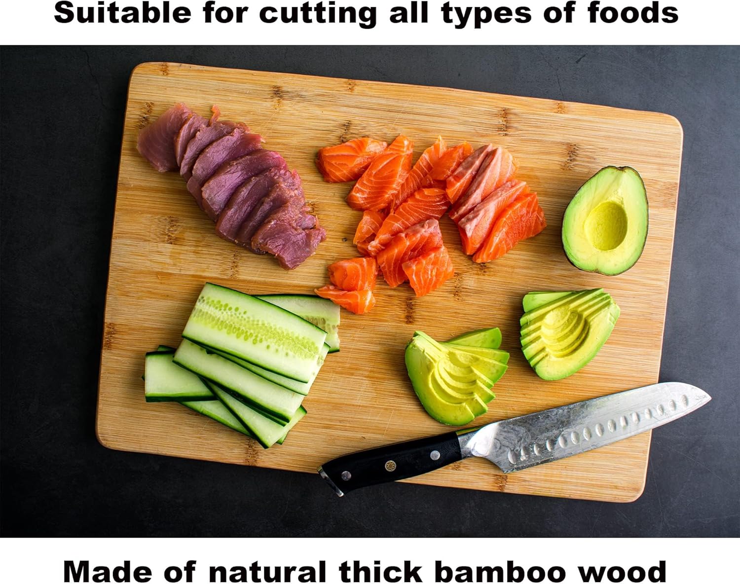 SNF Choice Bamboo Chopping Board for Kitchen, Durable Wooden Cutting Board for Chopping Vegetables Meat, Slicing Board