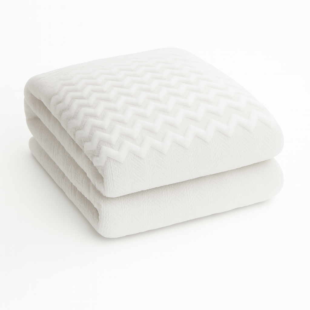 SNF Choice Chevron Pattern Throw Blanket, Plush Knit, Modern Home Decor for Bedroom, Living Room, Couch Cover (Beige)